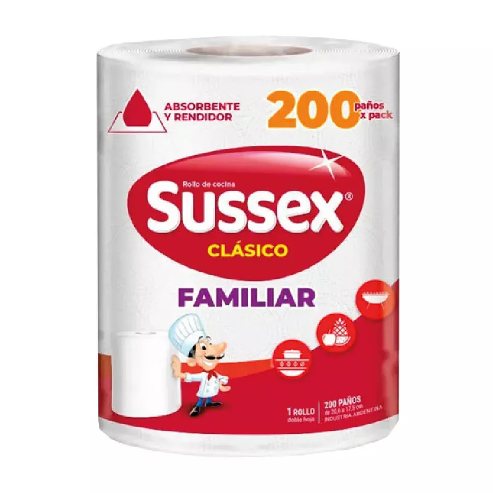 ROLLO DE COCINA SUSSEX FAMILIAR x 200 PAÑOS