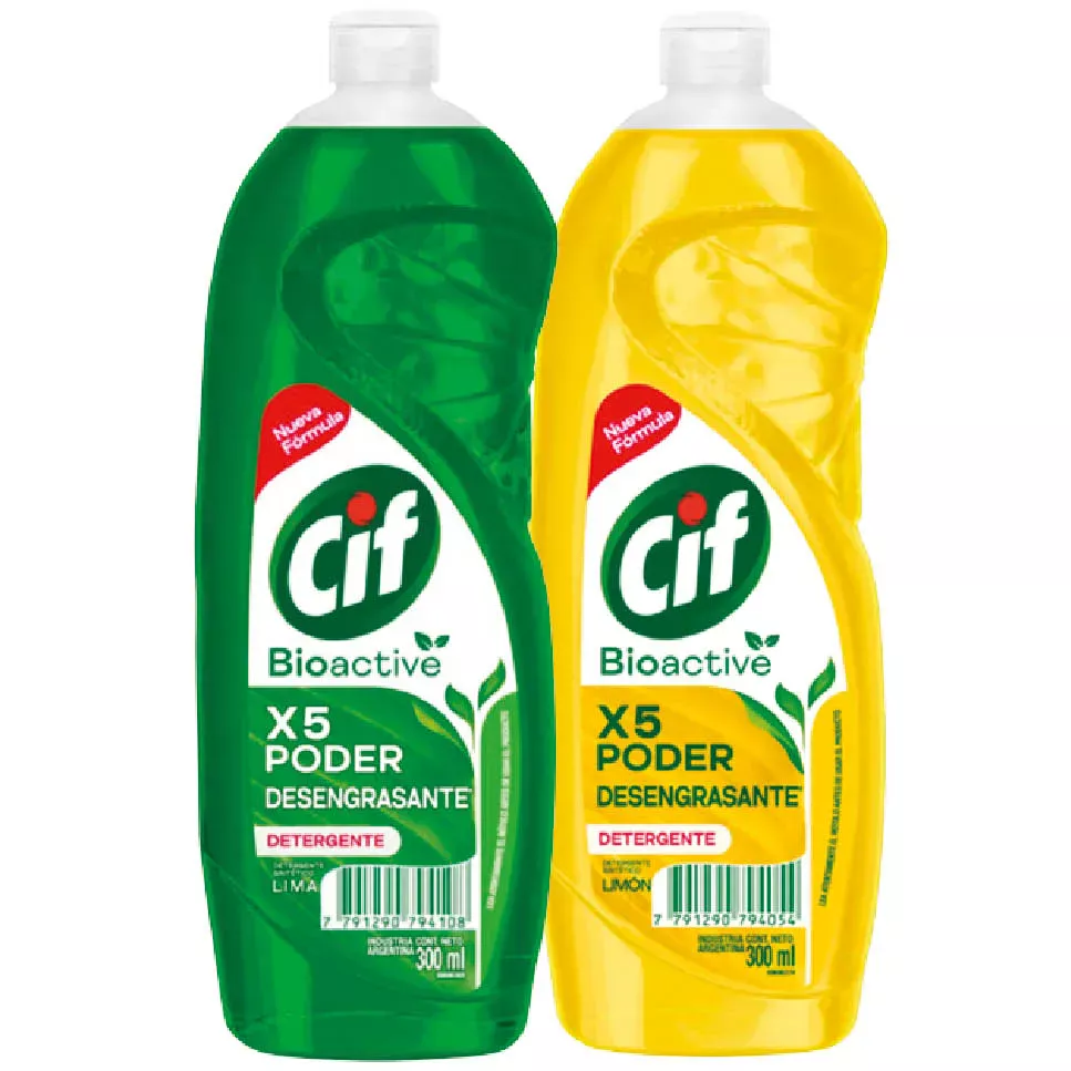 DETERGENTE CIF BIOACTIVE LIMON/LIMA x 300 ML