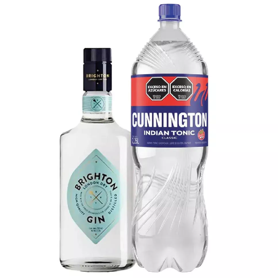 GIN BRIGHTON 700CC - GASEOSA CUNNINGTON TONICA 2,25LT
