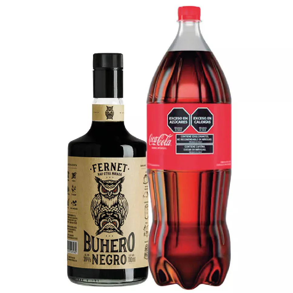 FERNET BUHERO NEGRO 700ML + GAS.COCA COLA