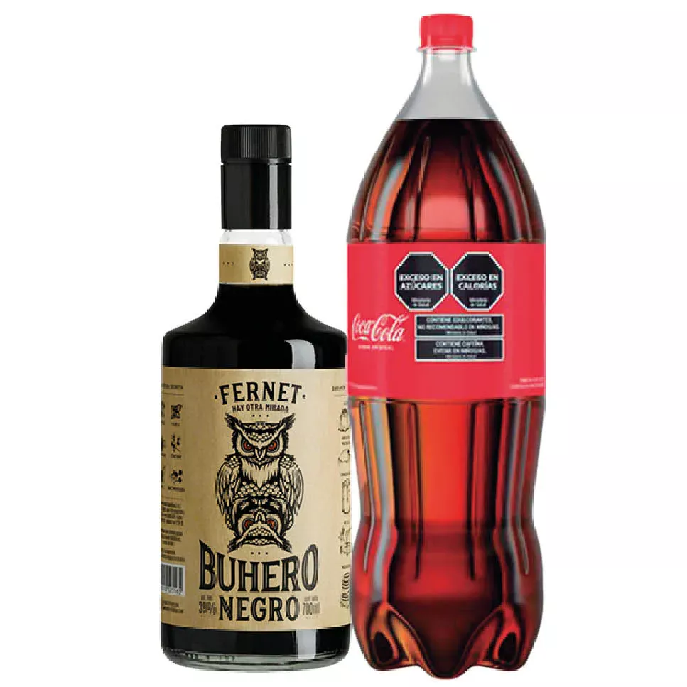 FERNET BUHERO NEGRO 700ML + GAS.COCA COLA