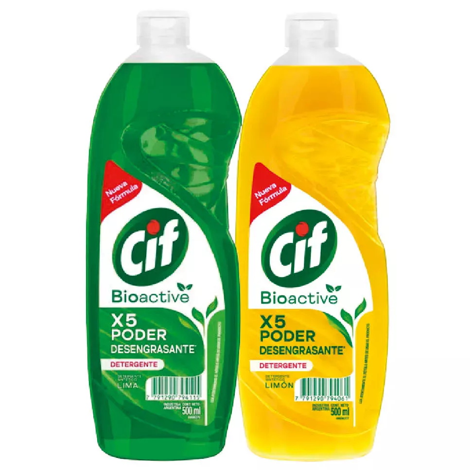 DETERGENTE CIF BIOACTIVE LIMON/LIMA x 500 ML