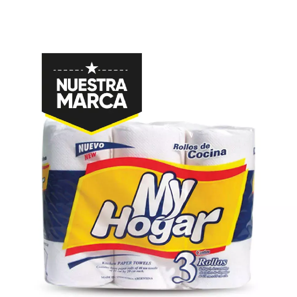 ROLLO COCINA MY HOGAR BLANCO 3 ROLLOS X 40PAÑOS