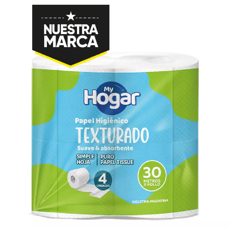 HIGIENICO MY HOGAR TEXTURADO 4 ROLLOS X 30MT